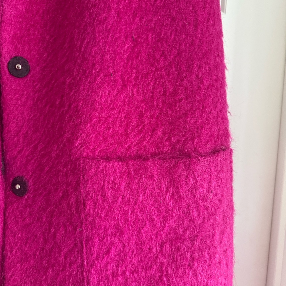 Mohair Hot Pink Women's Long Coat - Picture 9 of 13